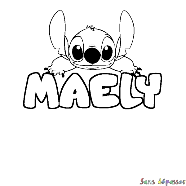 Coloriage prénom MAELY - d&eacute;cor Stitch