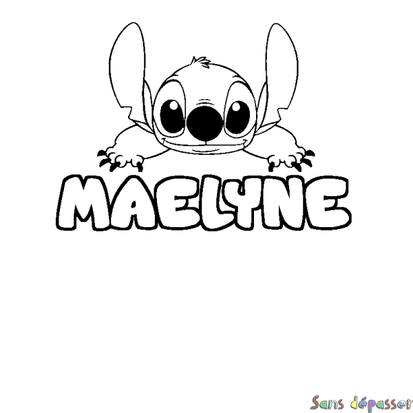 Coloriage prénom MAELYNE - d&eacute;cor Stitch