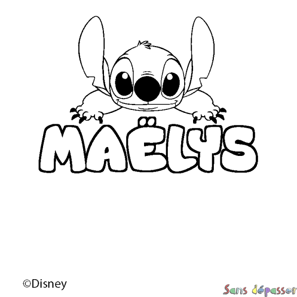 Coloriage pr&eacute;nom MA&Euml;LYS - d&eacute;cor Stitch