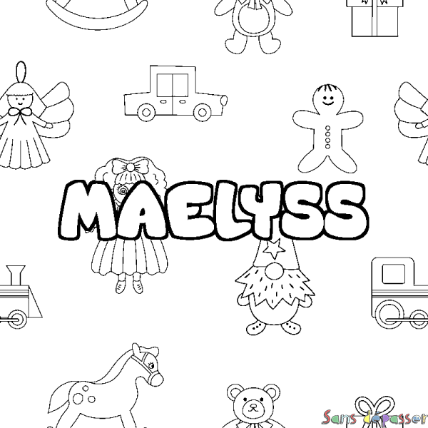 Coloriage prénom MAELYSS - d&eacute;cor Jouets