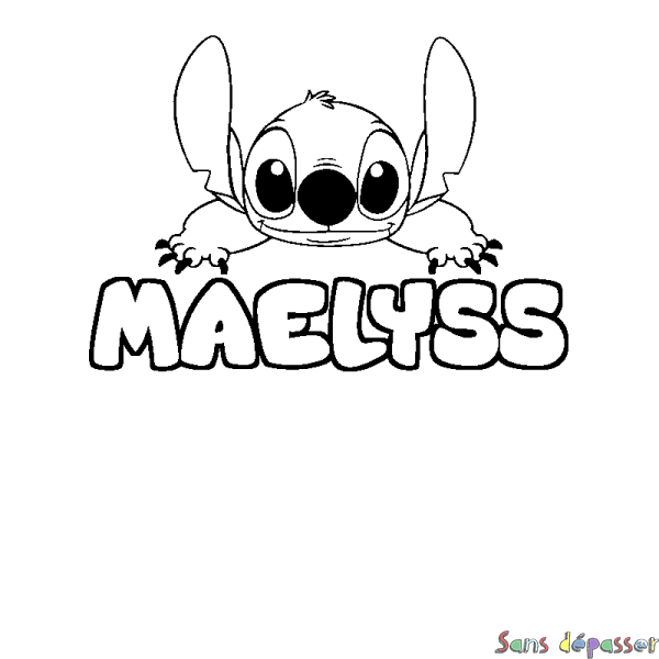 Coloriage prénom MAELYSS - d&eacute;cor Stitch