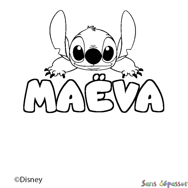 Coloriage pr&eacute;nom MA&Euml;VA - d&eacute;cor Stitch