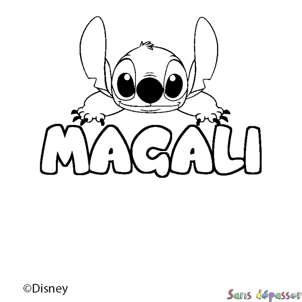 Coloriage pr&eacute;nom MAGALI - d&eacute;cor Stitch