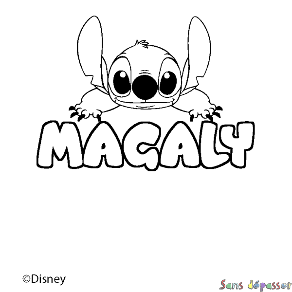 Coloriage pr&eacute;nom MAGALY - d&eacute;cor Stitch