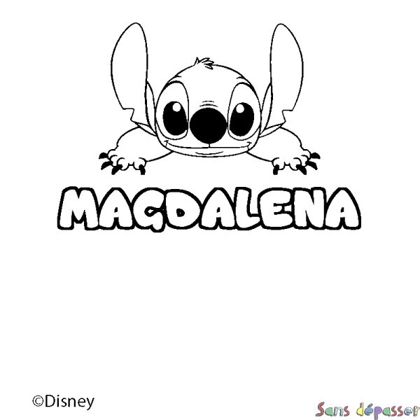 Coloriage pr&eacute;nom MAGDALENA - d&eacute;cor Stitch