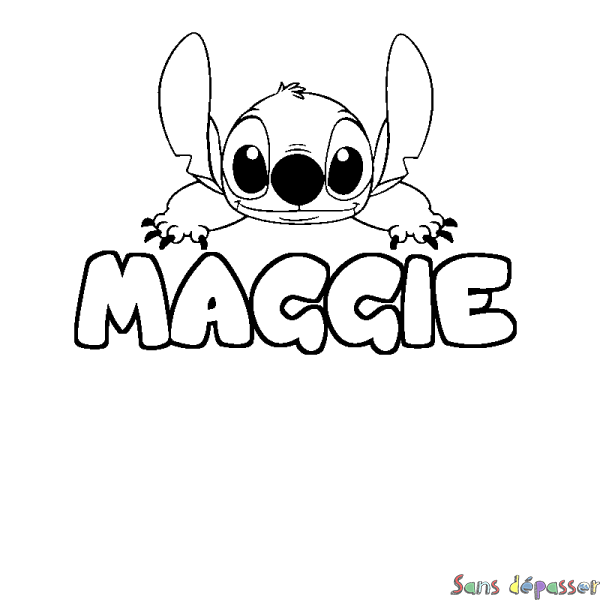 Coloriage prénom MAGGIE - d&eacute;cor Stitch