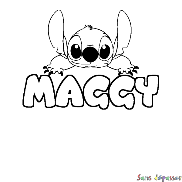 Coloriage prénom MAGGY - d&eacute;cor Stitch