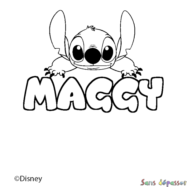 Coloriage pr&eacute;nom MAGGY - d&eacute;cor Stitch