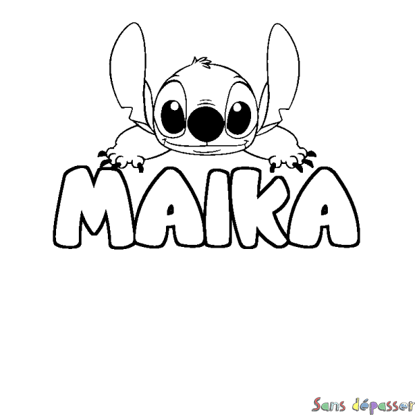 Coloriage prénom MAIKA - d&eacute;cor Stitch