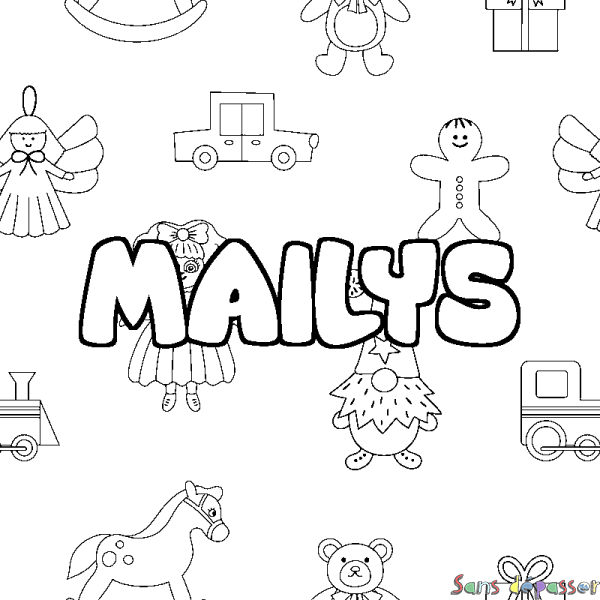 Coloriage pr&eacute;nom MAILYS - d&eacute;cor Jouets