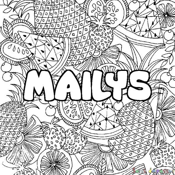Coloriage prénom MAILYS - d&eacute;cor Mandala fruits
