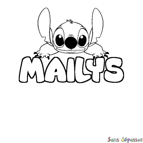 Coloriage prénom MAILYS - d&eacute;cor Stitch