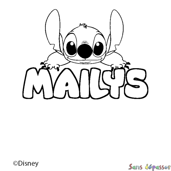 Coloriage pr&eacute;nom MAILYS - d&eacute;cor Stitch