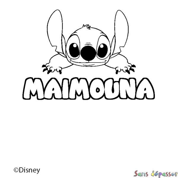 Coloriage pr&eacute;nom MAIMOUNA - d&eacute;cor Stitch