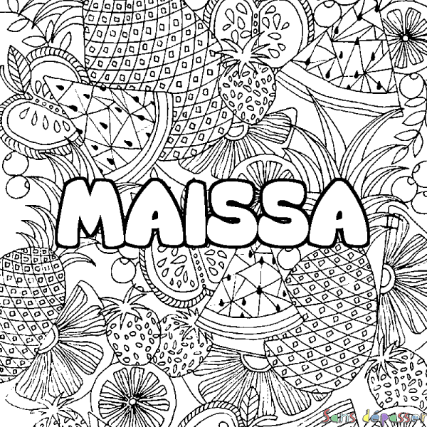Coloriage prénom MAISSA - d&eacute;cor Mandala fruits