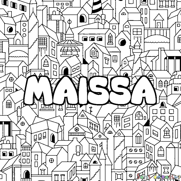 Coloriage prénom MAISSA - d&eacute;cor Ville