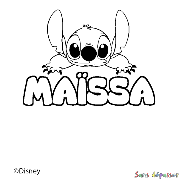 Coloriage pr&eacute;nom MA&Iuml;SSA - d&eacute;cor Stitch