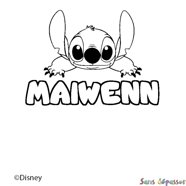 Coloriage pr&eacute;nom MAIWENN - d&eacute;cor Stitch