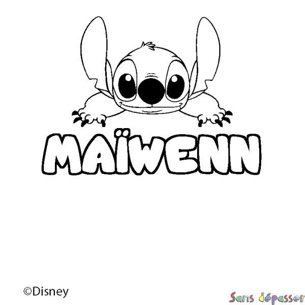Coloriage pr&eacute;nom MA&Iuml;WENN - d&eacute;cor Stitch