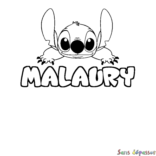 Coloriage prénom MALAURY - d&eacute;cor Stitch