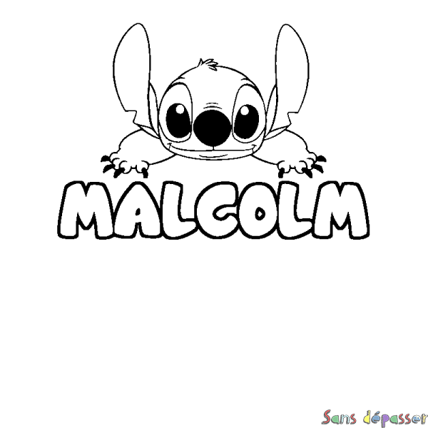 Coloriage prénom MALCOLM - d&eacute;cor Stitch