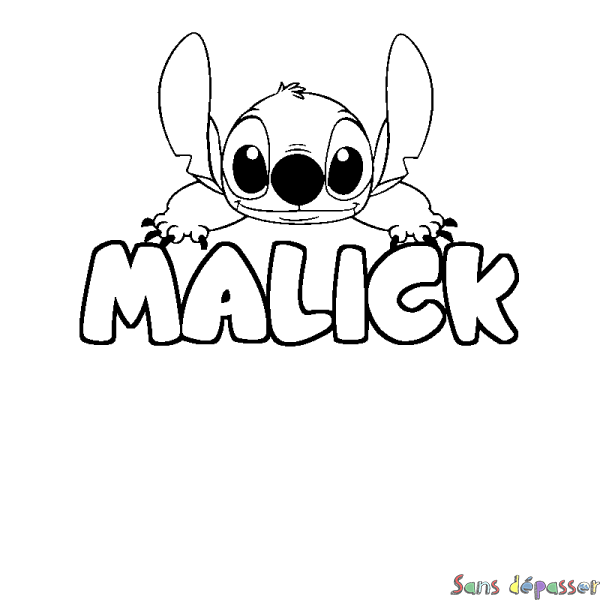 Coloriage prénom MALICK - d&eacute;cor Stitch