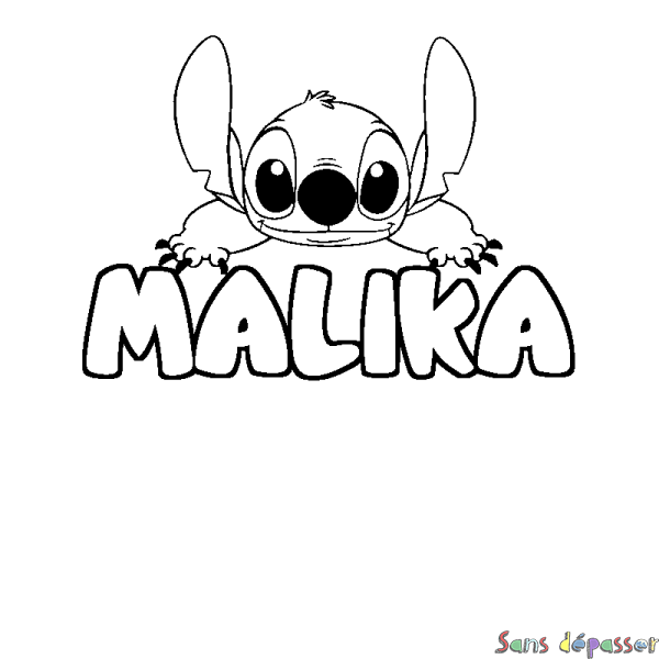 Coloriage prénom MALIKA - d&eacute;cor Stitch