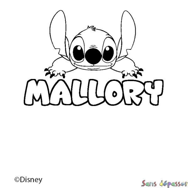 Coloriage pr&eacute;nom MALLORY - d&eacute;cor Stitch