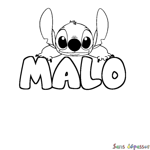 Coloriage prénom MALO - d&eacute;cor Stitch