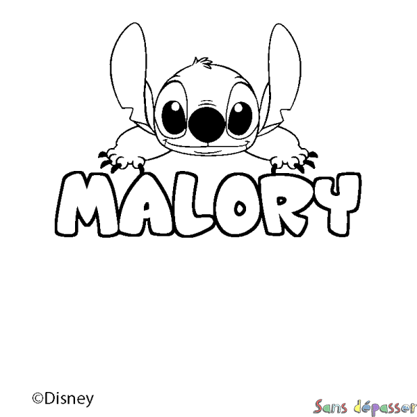 Coloriage pr&eacute;nom MALORY - d&eacute;cor Stitch