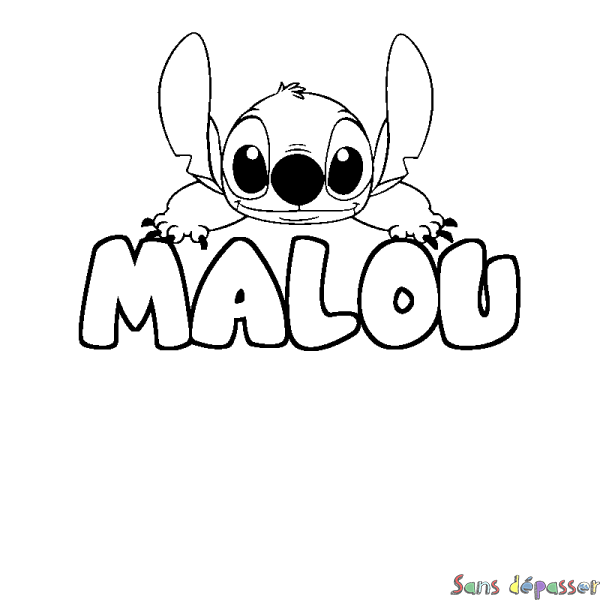 Coloriage prénom MALOU - d&eacute;cor Stitch