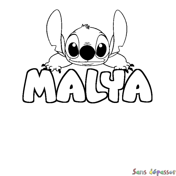 Coloriage prénom MALYA - d&eacute;cor Stitch