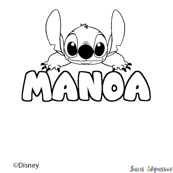 Coloriage pr&eacute;nom MANOA - d&eacute;cor Stitch