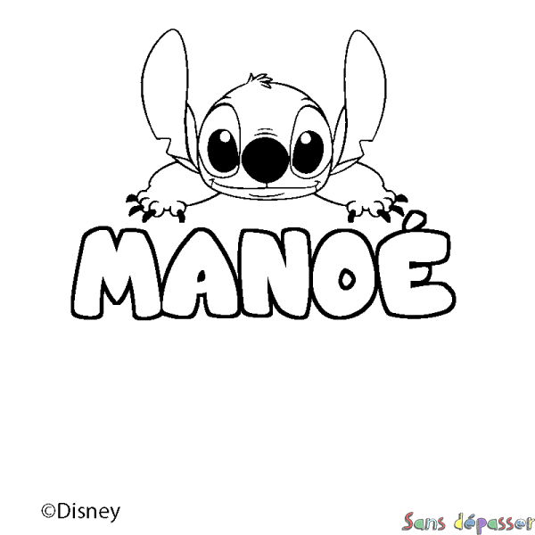 Coloriage pr&eacute;nom MANO&Eacute; - d&eacute;cor Stitch