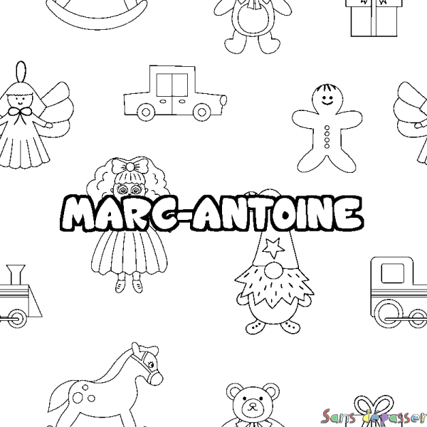 Coloriage pr&eacute;nom MARC-ANTOINE - d&eacute;cor Jouets