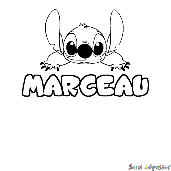 Coloriage prénom MARCEAU - d&eacute;cor Stitch