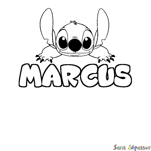 Coloriage prénom MARCUS - d&eacute;cor Stitch