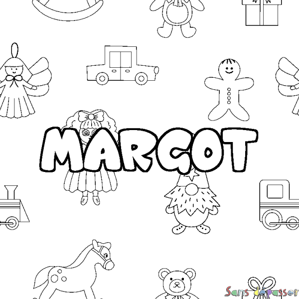 Coloriage prénom MARGOT - d&eacute;cor Jouets