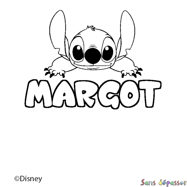 Coloriage pr&eacute;nom MARGOT - d&eacute;cor Stitch