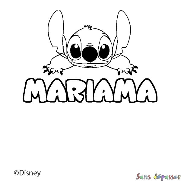 Coloriage pr&eacute;nom MARIAMA - d&eacute;cor Stitch
