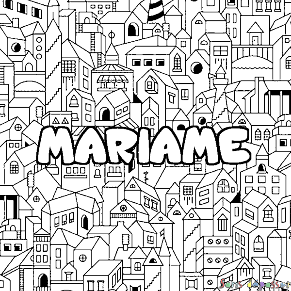 Coloriage prénom MARIAME - d&eacute;cor Ville