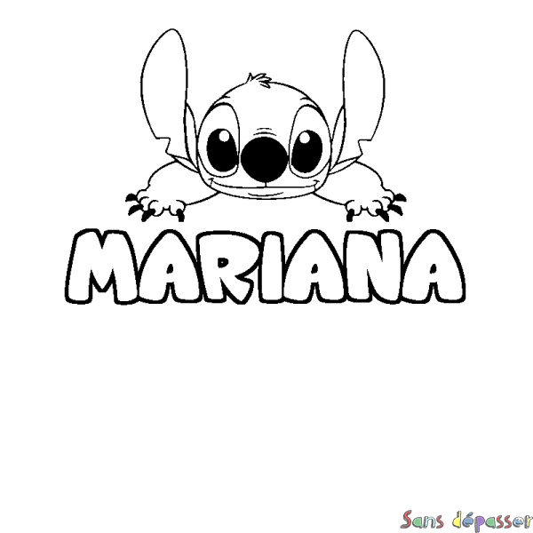 Coloriage prénom MARIANA - d&eacute;cor Stitch