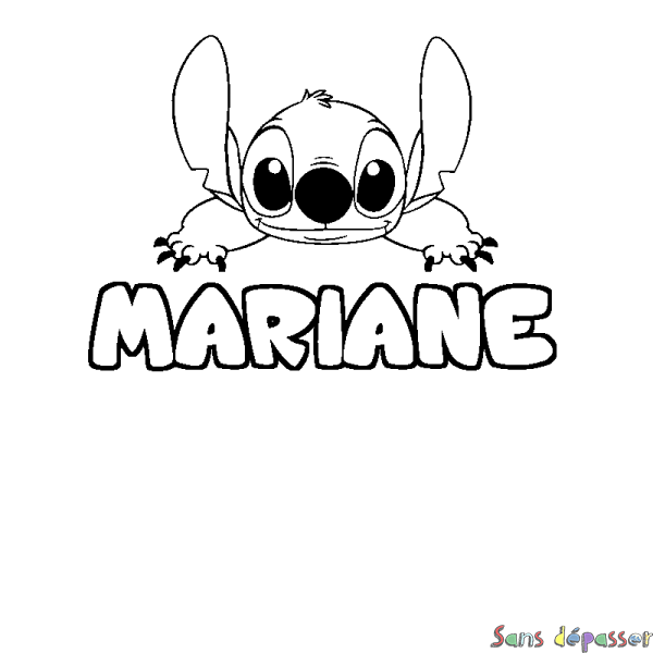 Coloriage prénom MARIANE - d&eacute;cor Stitch
