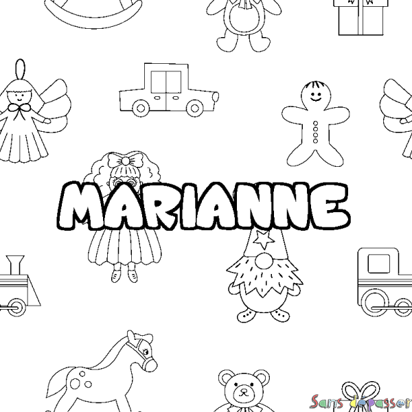 Coloriage prénom MARIANNE - d&eacute;cor Jouets
