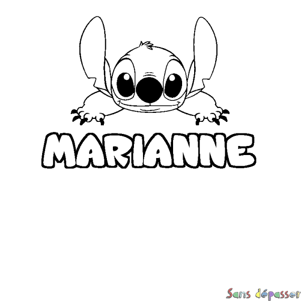 Coloriage prénom MARIANNE - d&eacute;cor Stitch