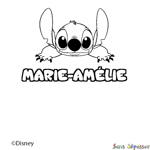 Coloriage pr&eacute;nom MARIE-AM&Eacute;LIE - d&eacute;cor Stitch