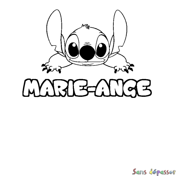 Coloriage prénom MARIE-ANGE - d&eacute;cor Stitch