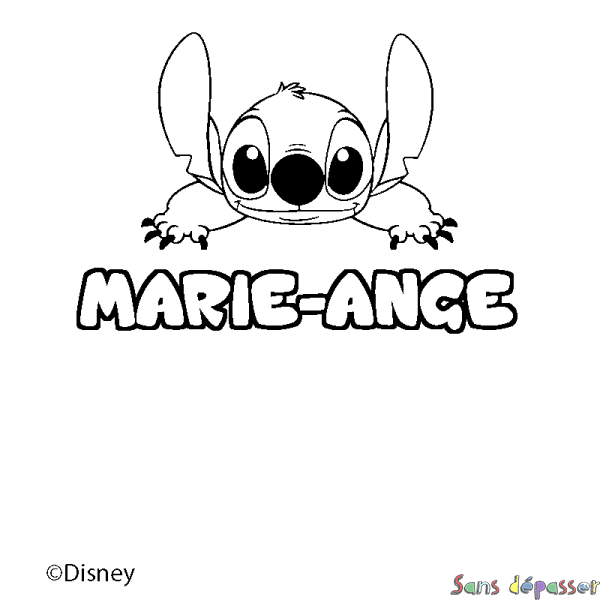 Coloriage pr&eacute;nom MARIE-ANGE - d&eacute;cor Stitch