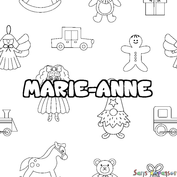 Coloriage prénom MARIE-ANNE - d&eacute;cor Jouets