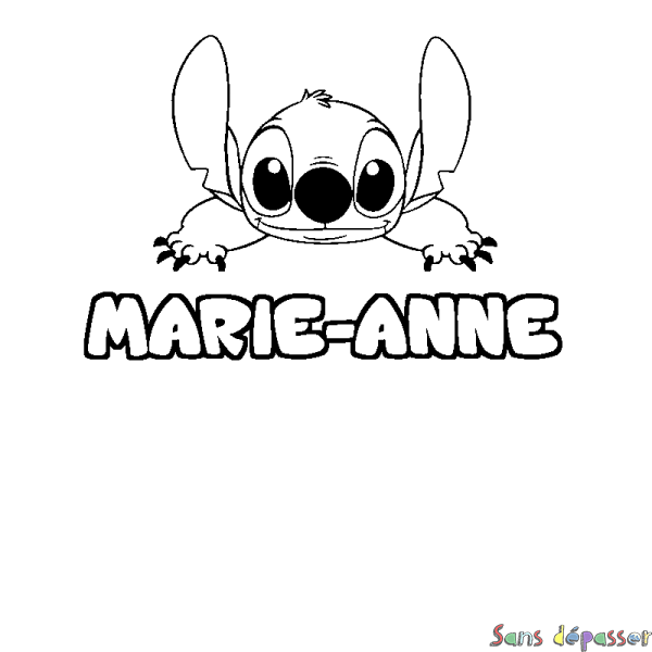 Coloriage prénom MARIE-ANNE - d&eacute;cor Stitch